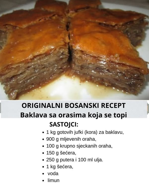 ORIGINALNI BOSANSKI RECEPT: Baklava sa orasima koja se topi u ustima