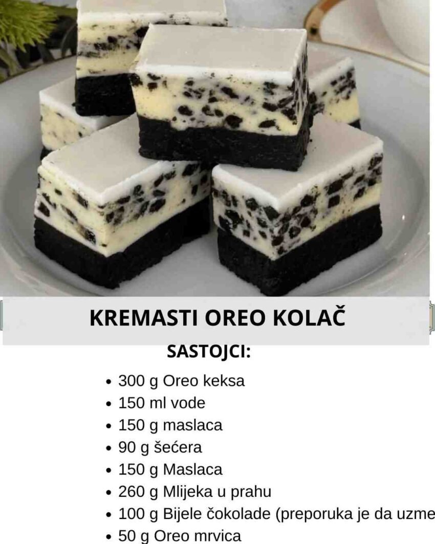 Recept za kremasti Oreo Kolač ili Oreo Kocke! Pripremite jednostavan, kremast i neodoljiv desert