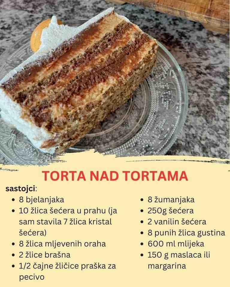 TORTA NAD TORTAMA:Recept iz bakine kuhinje. Recept u komentaru