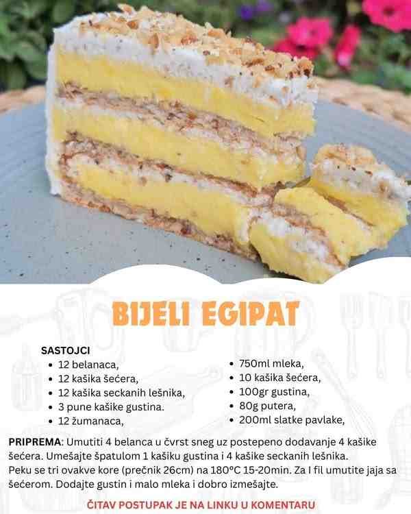 Magični spoj bele čokolade i lešnika u ovoj fantastičnoj Beli Egipat torti!