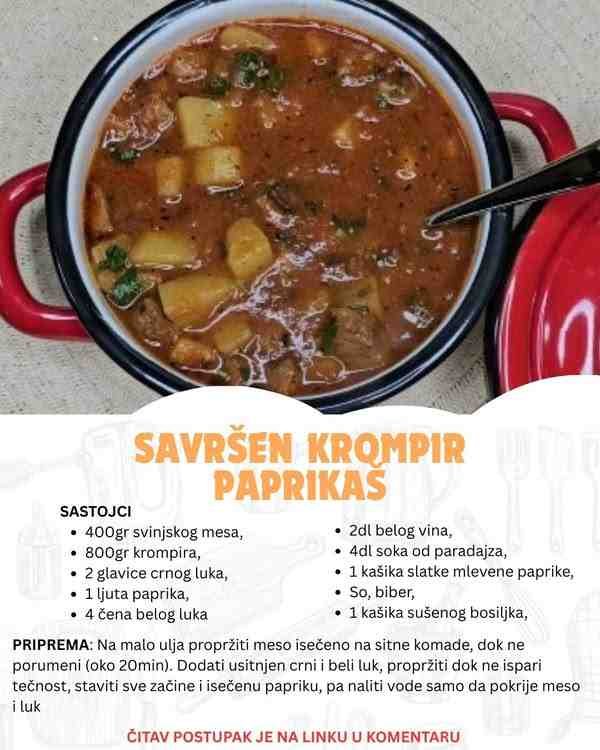 Savršen krompir paprikaš za svaki dan: Bogat ukus, mekano meso i savršena tekstura!