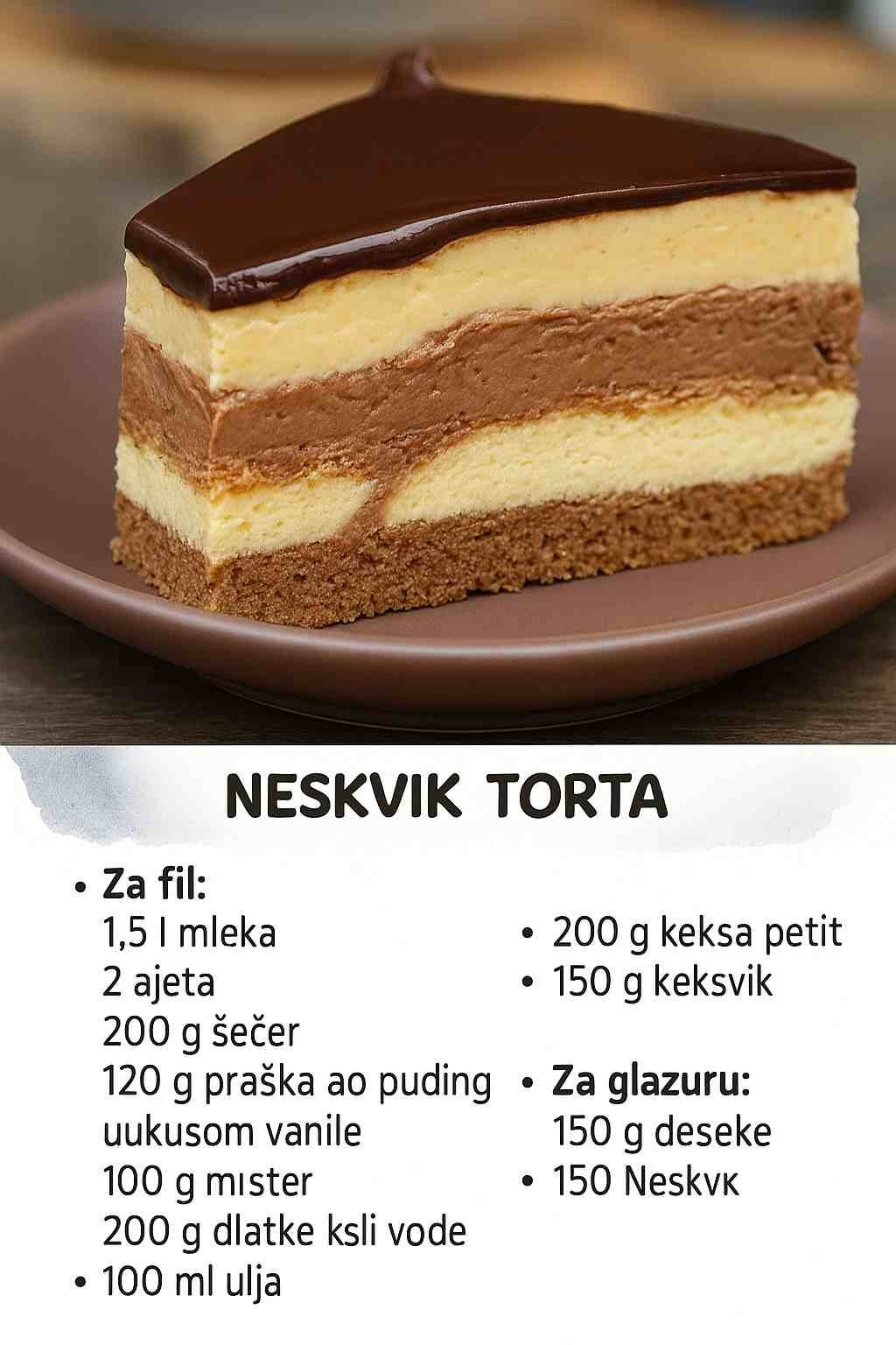 Neskvik torta sa keksom: Toliko kremasta da se topi u ustima, a pravi se super lako