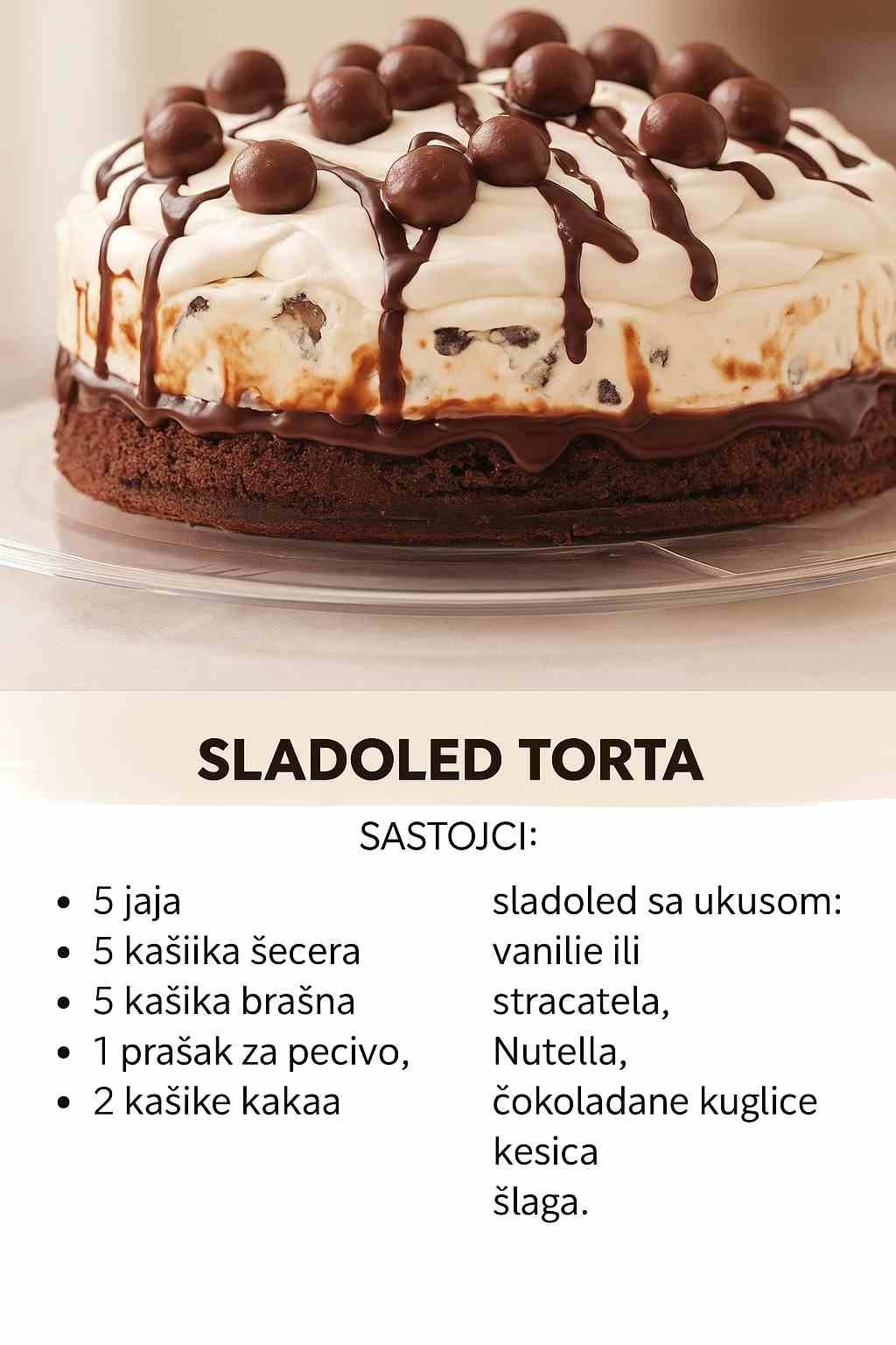 Sladoled torta sa Nutellom savršenog ukusa.
