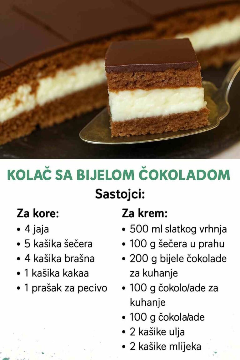 KOLAČ SA BIJELOM ČOKOLADOM: Kombinacija koja će vas očarati izgledom i okusom