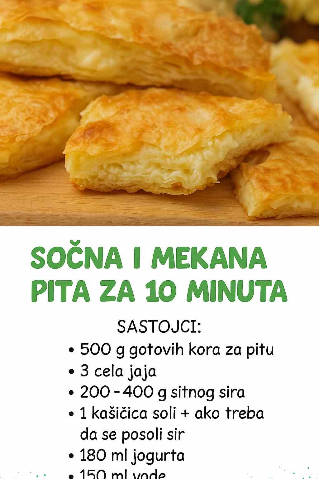 Za samo 10 minuta napravite ovu sočnu mekanu pitu sa sirom, od samo nekoliko sastojaka