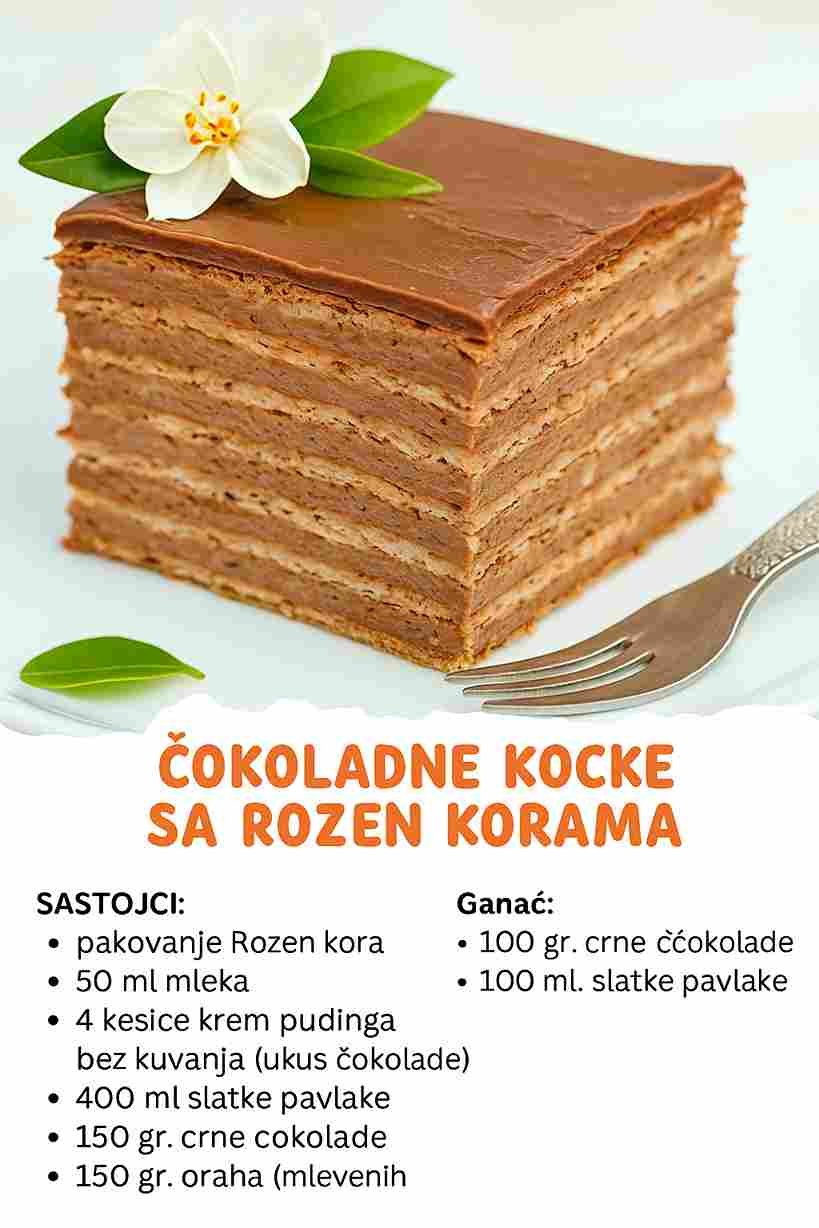 Brže od klasične torte, a ukus – NEODOLJIV! Čokoladne kocke sa rozen korama!