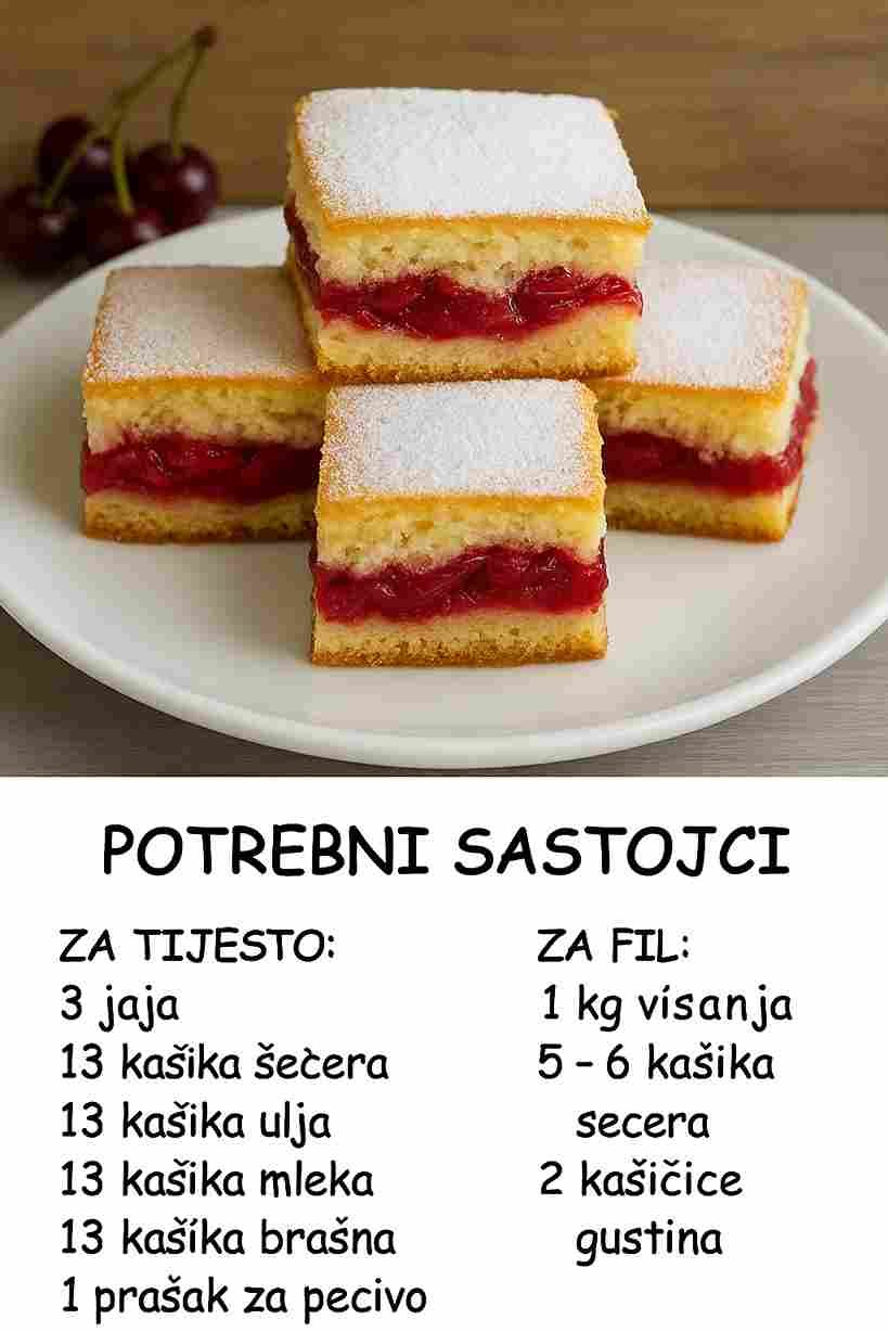 KOLAČ SA VIŠNJAMA – MJERA NA KAŠIKE