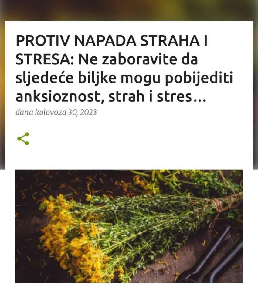 PROTIV NAPADA STRAHA I STRESA: Ne zaboravite da sljedeće biljke mogu pobijediti anksioznost, strah i stres…