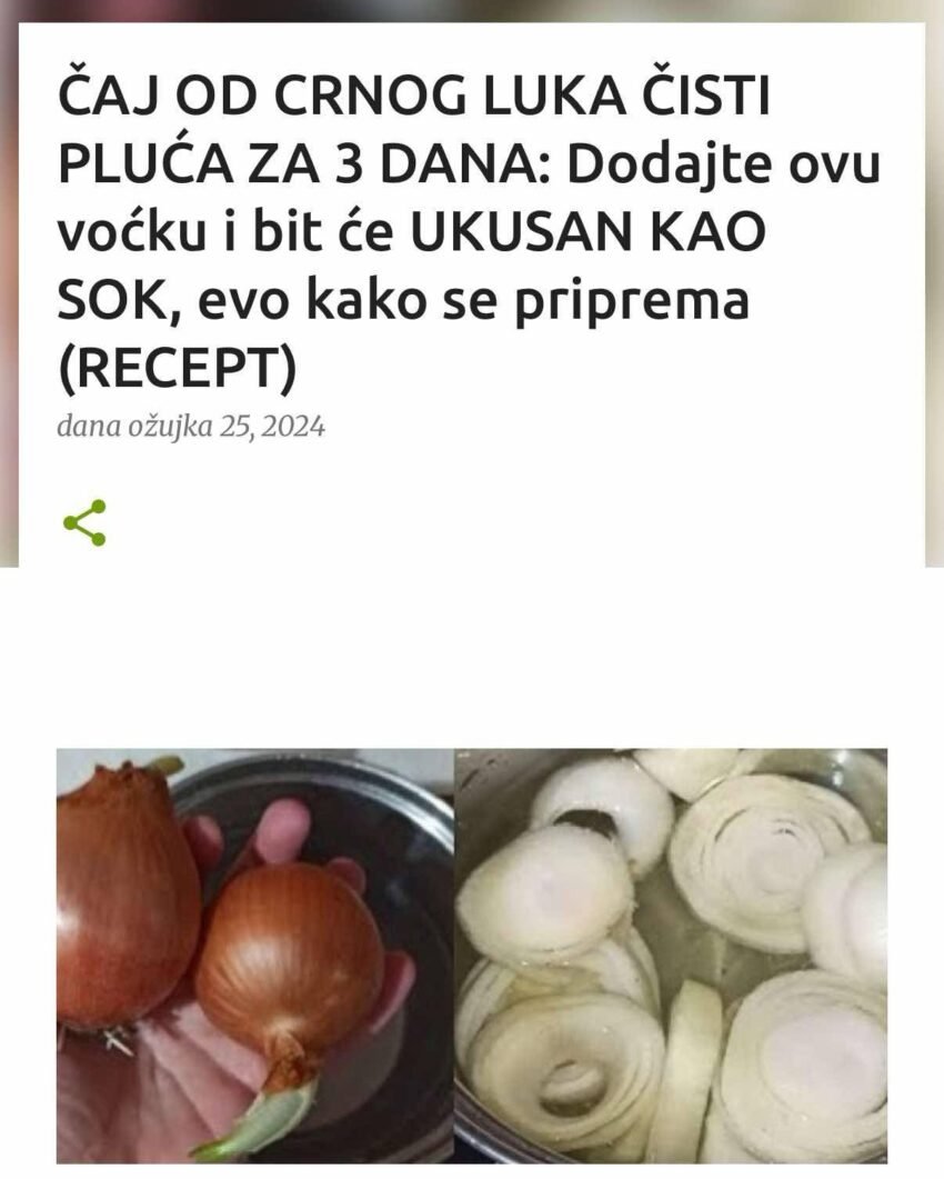 ČAJ OD CRNOG LUKA ČISTI PLUĆA ZA 3 DANA: Dodajte ovu voćku i bit će UKUSAN KAO SOK, evo kako se priprema (RECEPT)