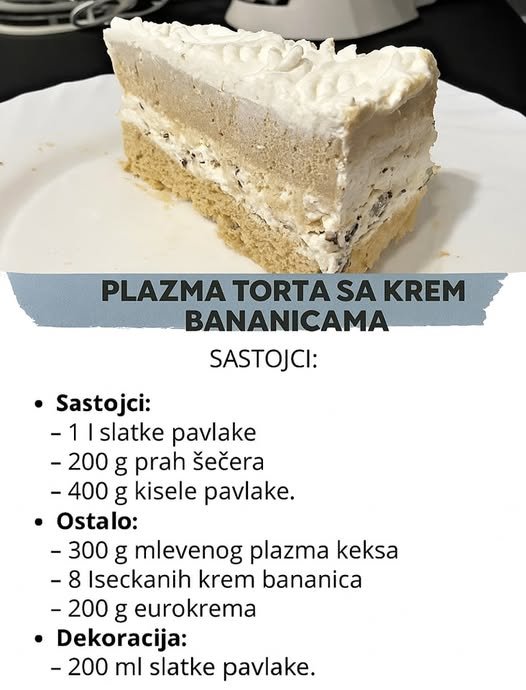 Plazma torta sa krem bananicama gotova za 15 minuta