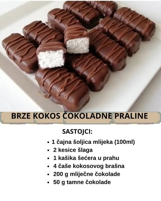Kokos čokoladne praline – vrhuski desert uz kafu ili čaj