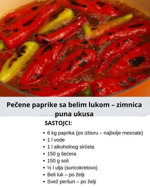Pečene paprike sa belim lukom – zimnica puna ukusa